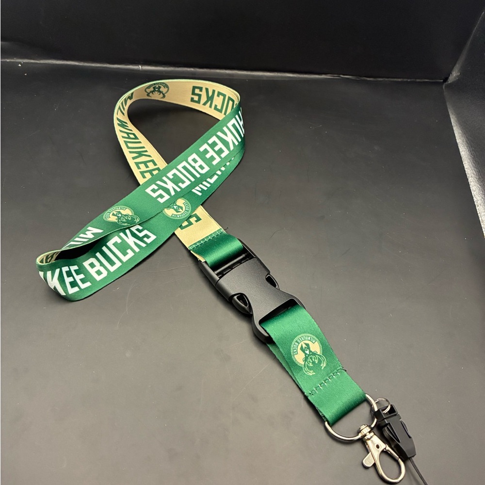 Milwaukee Bucks Green and Tan Lanyard